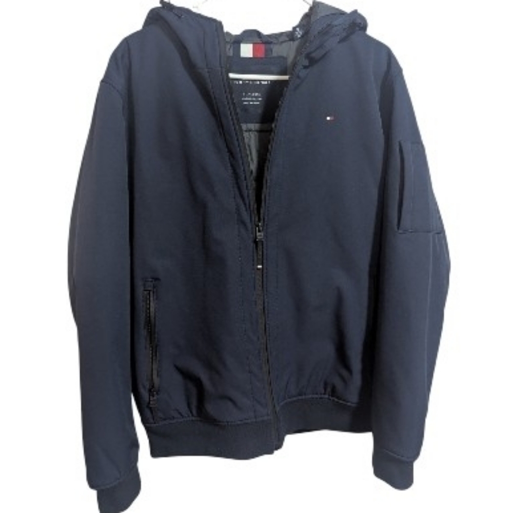 Tommy Hilfiger Hooded Zip-Up Jacket Sz Medium Midnight Navy Blue M-016